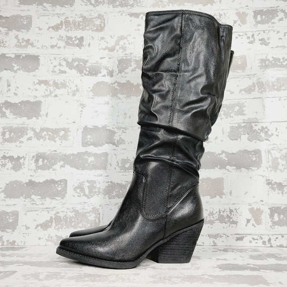 New ZODIAC Riau Faux Leather SlouchyBlack Knee-High Boots A38